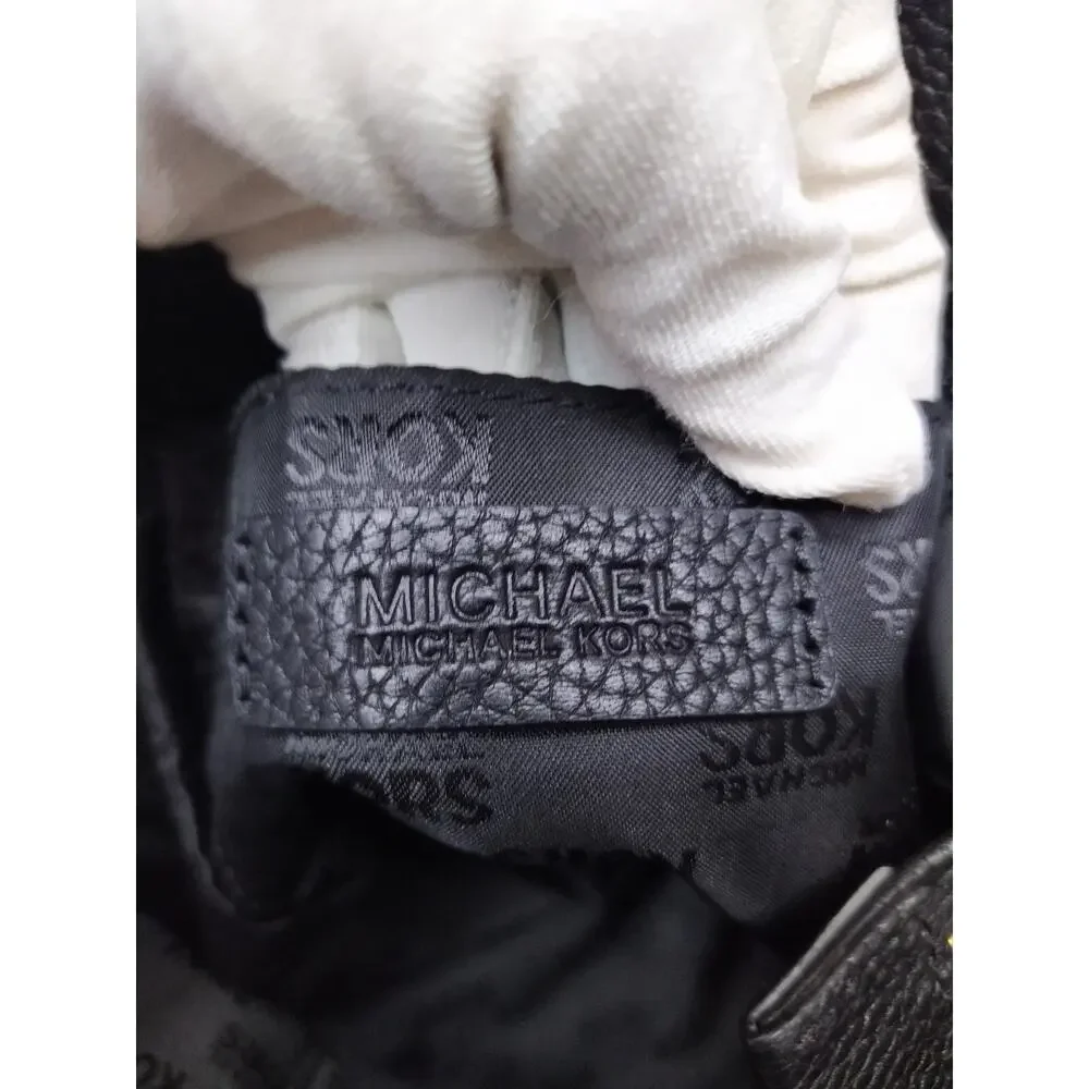 Michael Kors Black Pebbled Leather Zipper Pockets Chain Strap Hobo Shoulder Bag - Picture 11 of 16